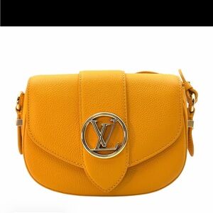 Louis Vuitton Yellow Pebbled Leather Crossbody with Gold LV Medallion